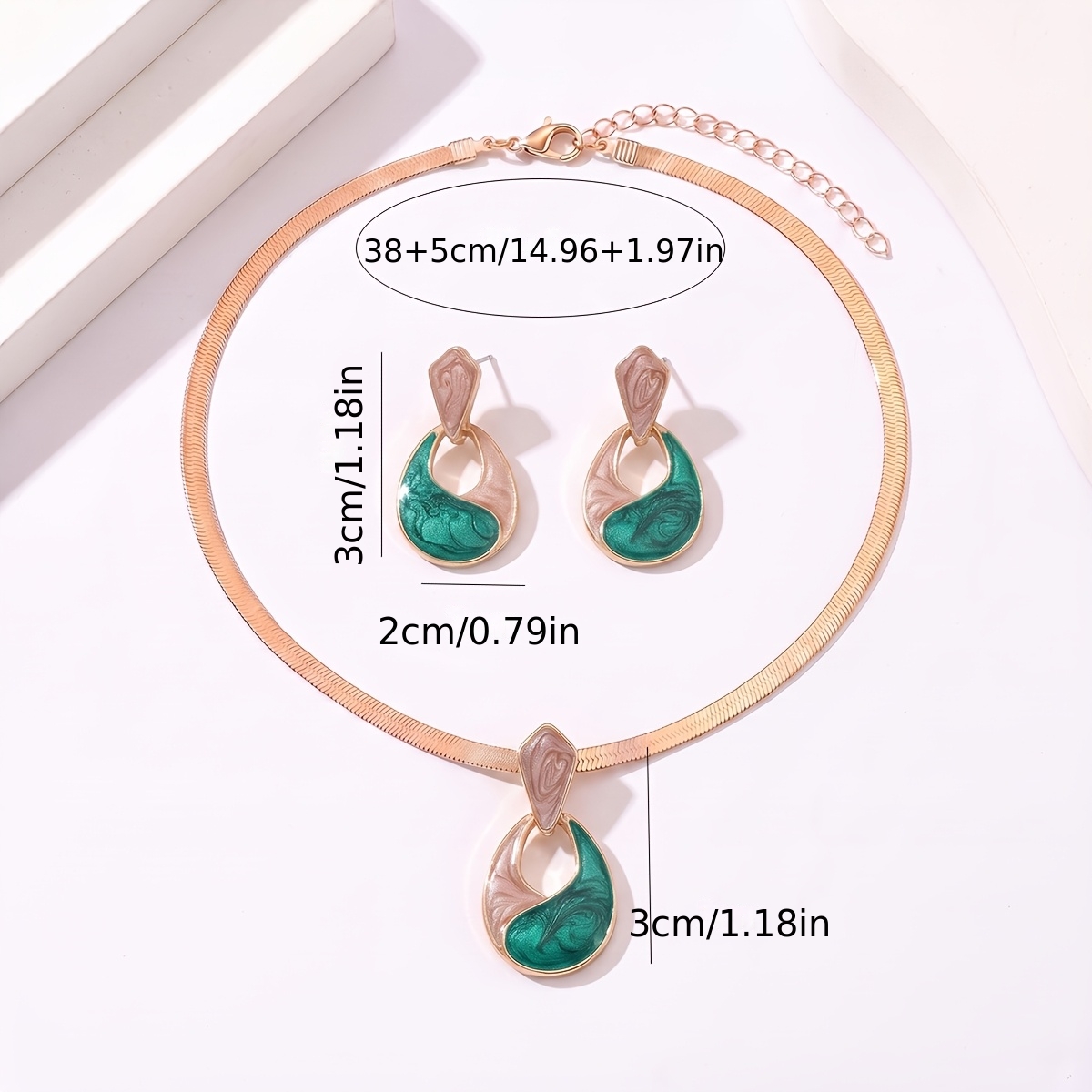 2pc Retro Modern Necklace & Bracelet Set for Women